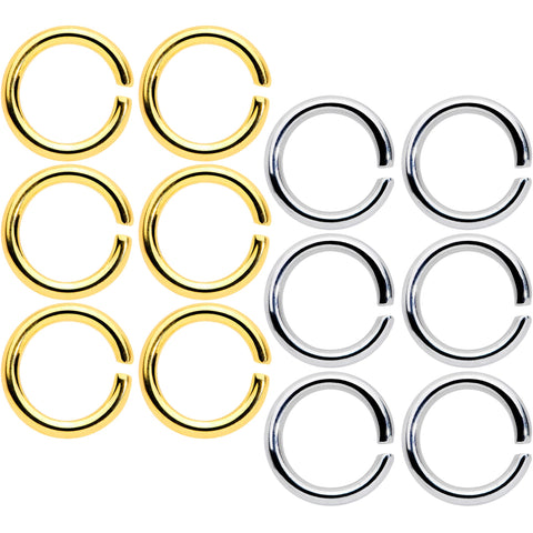14G 5/16 Steel Gold Tone Seamless Cartilage Ring Set of 12