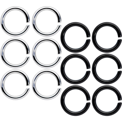 14G 5/16 Steel Black Anodized Seamless Cartilage Ring Set of 12