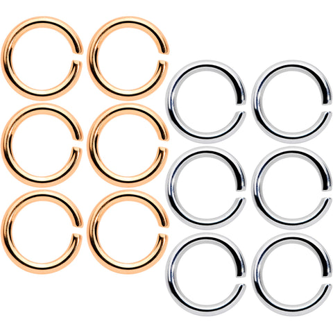 14G 5/16 Steel Rose Gold Tone Seamless Cartilage Ring Set of 12