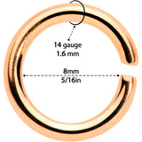 14G 5/16 Steel Rose Gold Tone Seamless Cartilage Ring Set of 12
