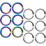14G 5/16 Steel Rainbow Anodized Seamless Cartilage Ring Set of 12