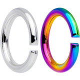 14G 5/16 Steel Rainbow Anodized Seamless Cartilage Ring Set of 12