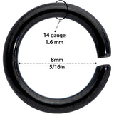 14G 5/16 Steel Black Gold Tone Seamless Cartilage Ring Set of 12