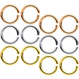 14G 5/16 Steel Mixed Gold Tone Seamless Cartilage Ring Set of 12