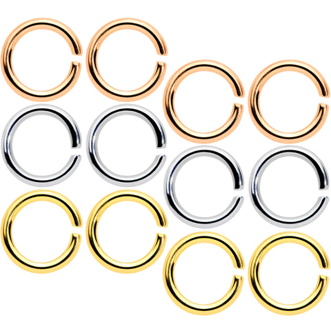 14G 5/16 Steel Mixed Gold Tone Seamless Cartilage Ring Set of 12