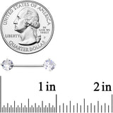 14G 9/16 Clear CZ Gem Threadless Barbell Nipple Ring Set