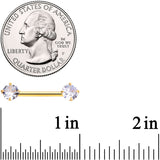 14G 9/16 Clear CZ Gold Tone Threadless Barbell Nipple Ring Set