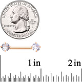 14G 9/16 Clear CZ Rose Gold Hue Threadless Barbell Nipple Ring Set