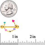 14G 9/16 Gold Tone Little Rainbow Hearts Nipple Shield Set