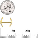 14G 9/16 Clear Gem Gold Tone Simple Curve Barbell Nipple Ring Set