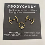 14G 9/16 Clear Gem Gold Tone Simple Curve Barbell Nipple Ring Set