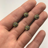 14G 5/8 Black Sunflower Butterfly Barbell Nipple Ring Set