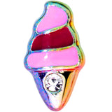 20G 1/4 Clear Gem Rainbow Ice Cream Cone L Shaped Nose Ring