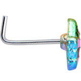 20G 1/4 Clear Gem Rainbow Ice Cream Cone L Shaped Nose Ring