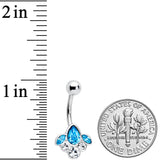 Clear Aqua Gem Classic Cluster Belly Ring