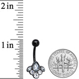 Clear Gem Black Anodized Classic Cluster Belly Ring