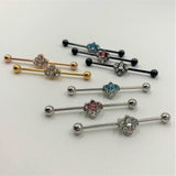 14G Clear Gem Black Anodized Classic Cluster Industrial Barbell 38mm