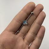 14G Aqua Clear Gem Classic Cluster Industrial Barbell 38mm