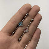 14G Aqua Clear Gem Classic Cluster Industrial Barbell 38mm