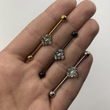 14G Clear Gem Gold Tone Anodized Cluster Industrial Barbell 38mm