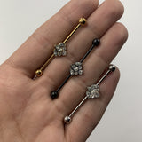 14G Clear Gem Black Anodized Classic Cluster Industrial Barbell 38mm