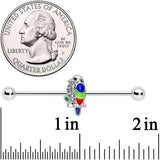 14G Clear Gem Tropical Parrot Bird Industrial Barbell 38mm