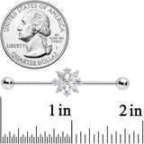 14G Clear CZ Gem Star Burst Industrial Barbell 38mm