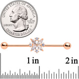14G Clear CZ Gem Rose Gold Tone Star Burst Industrial Barbell 38mm