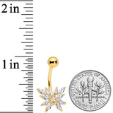 Clear CZ Gem Gold Tone Plated Stylized Butterfly Belly Ring