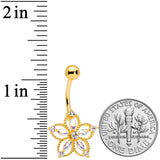 Aurora CZ Gem Gold Tone Airy Flower Belly Ring