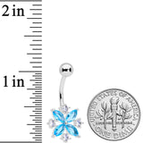 Aqua Clear CZ Gem Star Burst Belly Ring