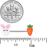 14G 9/16 Carrot Easter Bunny Barbell Nipple Ring Set