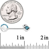 14G 9/16 Aqua Gem Basket Chick Barbell Nipple Ring Set