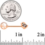 14G 9/16 Clear Gem Rose Gold Tone Basket Chick Nipple Ring Set