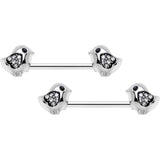 14G 9/16 Clear Gem Easter Chick Nipple Ring Set