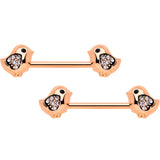 14G 9/16 Clear Gem Rose Gold Tone Easter Chick Nipple Ring Set