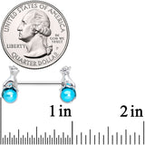 14G 9/16 Aqua Orb Baby Bear Barbell Nipple Ring Set