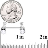 14G 9/16 White Orb Baby Bear Barbell Nipple Ring Set