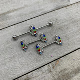 14G Clear Gem Tropical Parrot Bird Industrial Barbell 38mm