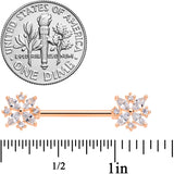 14G 5/8 Clear CZ Gem Rose Gold Tone Star Burst Nipple Ring Set