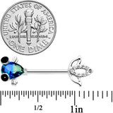 14G 9/16 Clear Aqua Gem Fish Barbell Nipple Ring Set
