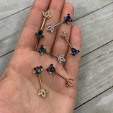 14G 9/16 Aqua Gem Rose Gold Tone Fish Barbell Nipple Ring Set