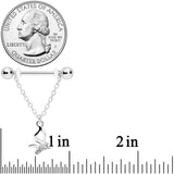 14G 5/8 Clear Gem Butterfly Dangle Nipple Ring Set