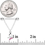 14G 5/8 Pink Gem Butterfly Dangle Nipple Ring Set