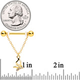 14G 5/8 Clear Gem Gold Tone Butterfly Dangle Nipple Ring Set