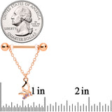 14G 5/8 Purple Gem Rose Gold Hue Butterfly Dangle Nipple Ring Set