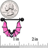 14G 3/4 Black Pinkish Bats Halloween Nipple Shield Set