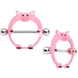 14G 5/8 Pink Pig Nipple Shield Set