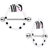 14G 5/8 Zany Zebra Nipple Shield Set