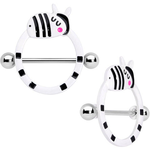 14G 5/8 Zany Zebra Nipple Shield Set